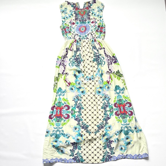 Hemant & Nandita Silk Embroidered Canaria Maxi Dress - Picture 8 of 13